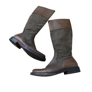 MOMA knee high interior zip Leather Canvas Knee High Boots Size 7.5